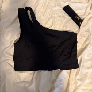 Fabletics Midnight Black Asymmetrical Sports Bra